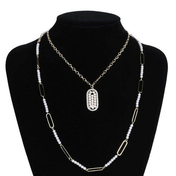 

howaway vintage multi layered women's necklaces pearl round necklaces bohemia fashion long pendant necklace 2021 jewelry, Silver