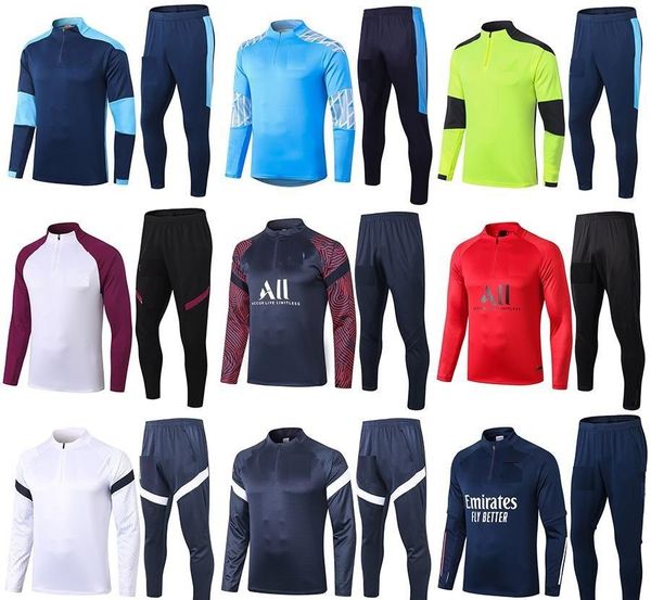 

2020 2021 real madrid men football training suits 20 21 marseille paris mbappe survetement soccer tracksuit maillots de foot chandal kit, Black