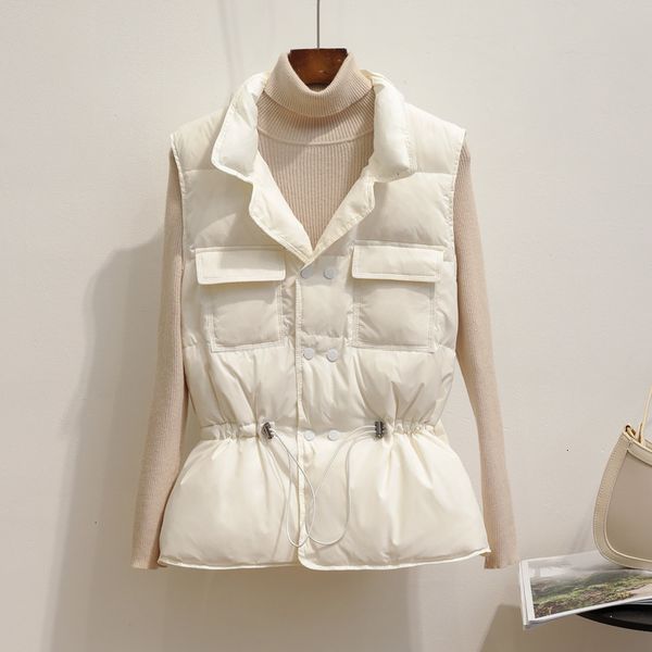 

super light winter white duck feather vest, tight fitting clothing, warm women's vest in 2020