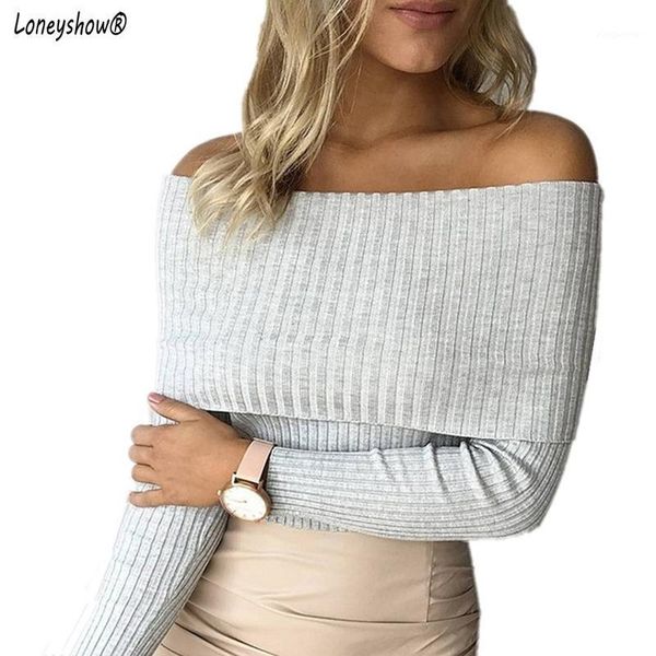 

loneyshow 2018 off the shoulder knitted sweaters women spring black oversize pullovers fashion slash neck jumper pull femme 1, White;black
