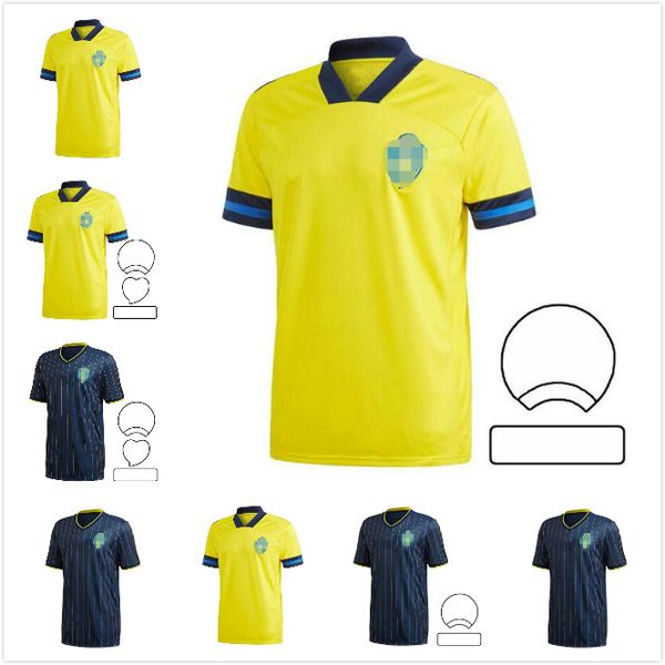 

20 21 soccer jerseys ibrahimovic berg home away football jersey 2020 2021 european cup kallstrom forsberg camisa de futebol, Black;yellow