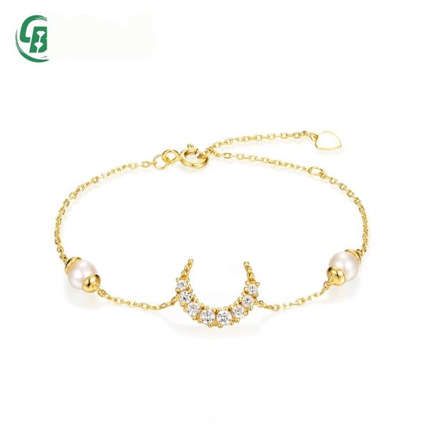 

2020 япония и южная k браслет pearljewelry pearl ореа lightwith алмазов и формы луны пресноводного жемчуга браслет 529 серебряный позолоченн, Golden;silver