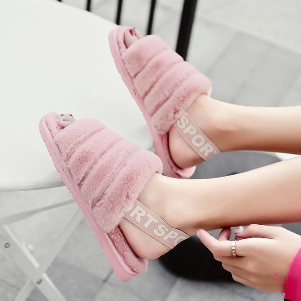 

tzldn winter warm plush shoes woman indoor outdoor floor shoes faux fur slippers for women lady soft home casual shoes y200107, Black