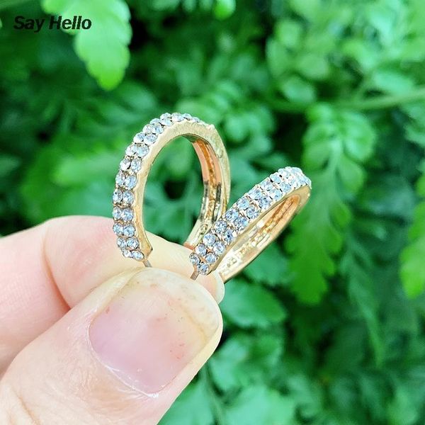 

say hello ba new metal crystals inlaid small circle hoop earrings for women party jewelry boucle d'oreille femme brincos k5904, Golden;silver