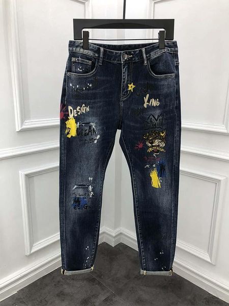 

z12104 fashion men's jeans 2020 runway luxury european design party style men's clothing1, Blue