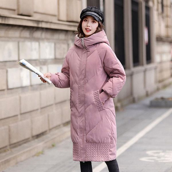 

women fashion parka coat contrast colornew long winter jacket casual warm jacket female, Black