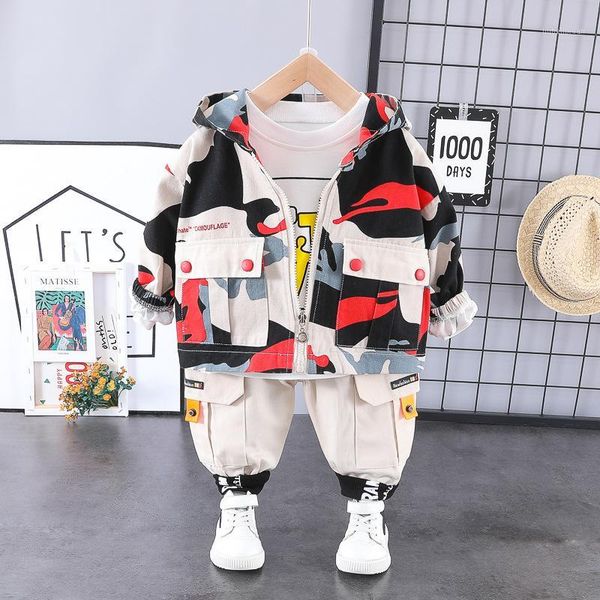 

hylkidhuose 2020 spring boys clothing sets camouflage coats t shirt pants 3 piece baby infant clothes children casual costume1, White