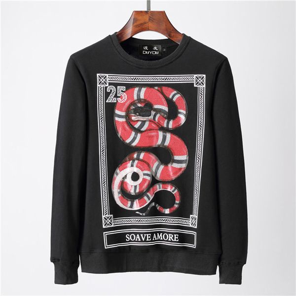 

pullover 3d snake head printed crewneck sweatshirt long sleeves casual men garments l0eq, Black