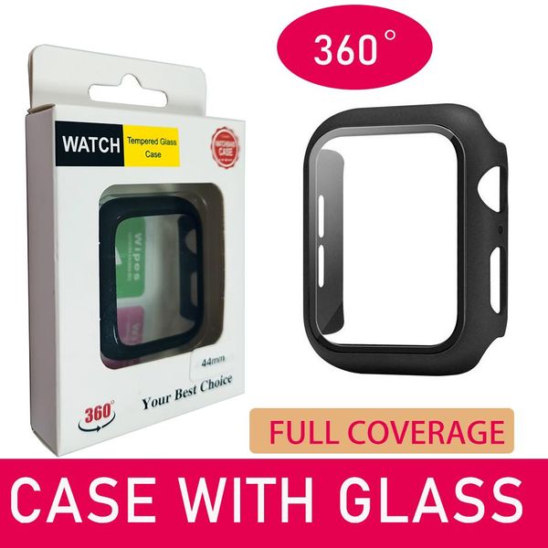 Matte Hard Watch Case com protetor de tela de vidro para a série 5/4/3/2/1 Cobertura completa 38 40 42 44mm