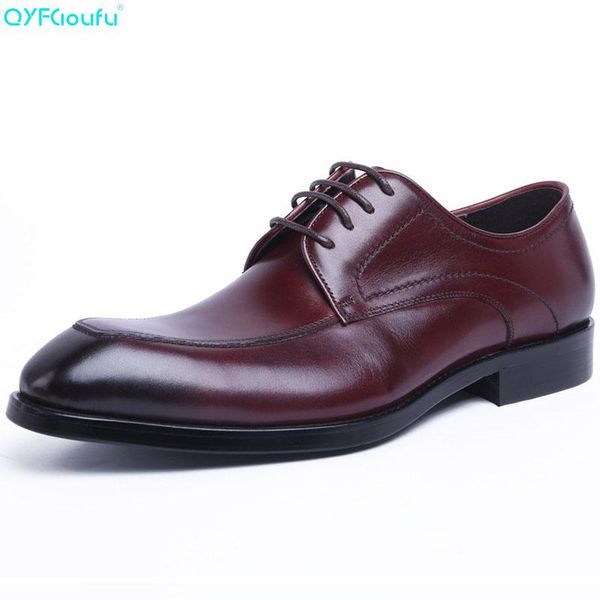 

qyfcioufu brand italian fashion handmade genuine leather men black wine red formal shoes luxury business wedding men dress shoe