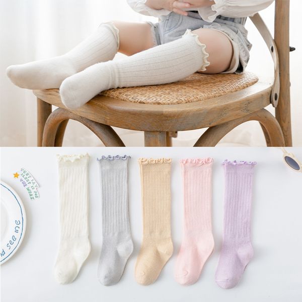 Kniehohe lange Socken Baby Mädchen Spitze Blume Kinder Säugling Rüschen Socke für 0-5 Jahre Kleinkinder weiche Baumwolle 20220304 Q2