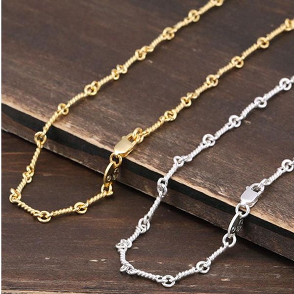 

chains bocai s925 pure silver necklace beautiful thai personality contracted section rope chain