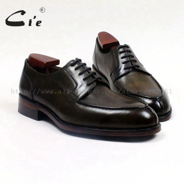 

cie round toe custom bespoke men shoe handmade leather men's goodyear welted business working office calf flat d159 dress shoes, Black