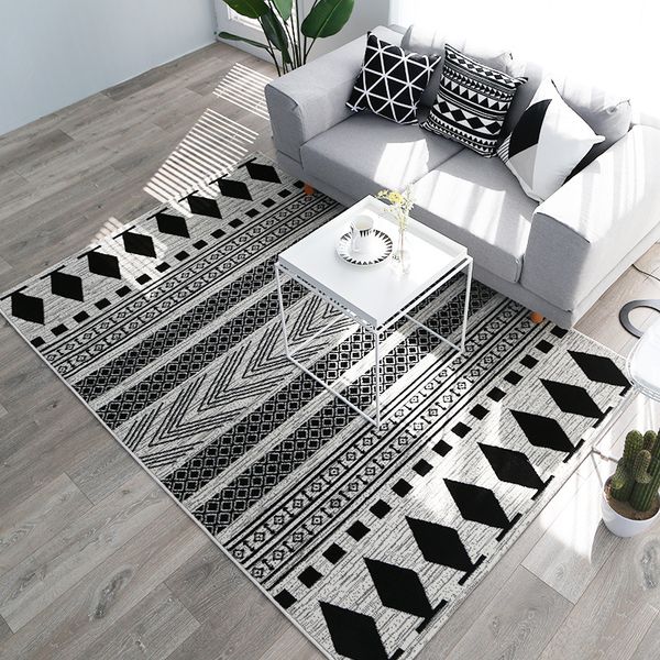 

kilim black white 100% polypropylene living room carpet geometric morocco rug for bedroom stripe mat modern design bohemia style