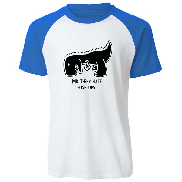 

sport summer raglan t-shirt tea rex funny cartoon print short sleeve t shirt casual cotton mens mr trex hate push ups tee shirt