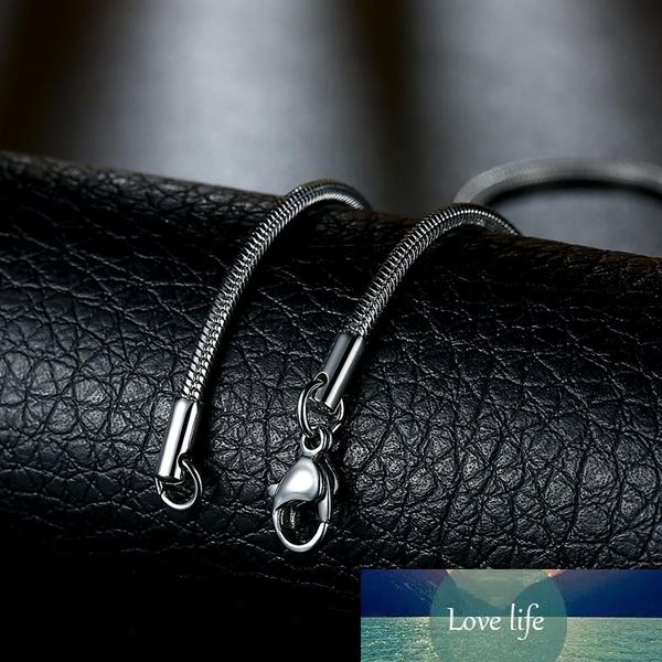 

100% solid stainless steel necklace 1 mm width snake chain fashion jewelry for men or women, Silver