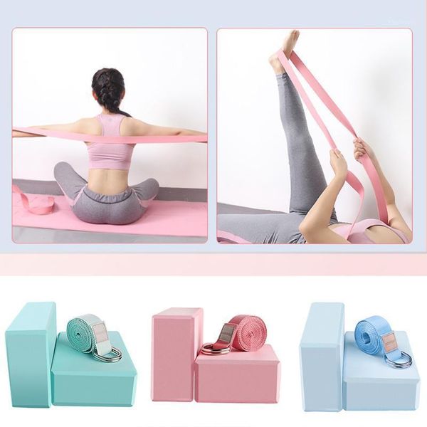 

resistance bands high density d ring gym home with brick block cotton blend office relax yoga strap set exercise pilates training fitness1