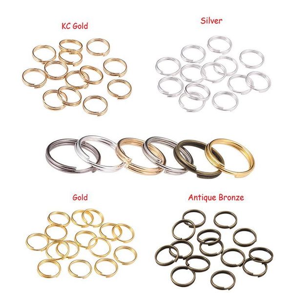 

200pcs/lots 4-14mm open double loops circles split jump rings keyring link circle diy key chains jewelry connectors acc qyltva, Slivery;golden