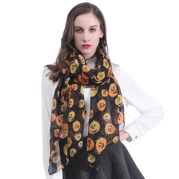 

halloween pumpkin print women's scarf shawl wrap soft lightweight, Blue;gray