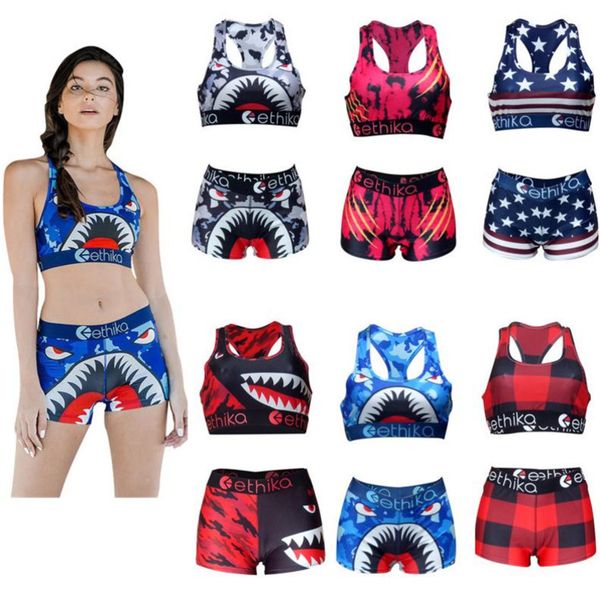 

women swimwear ethika beachwear designer 2021 shaped swimsuit swim shorts plaid swimming suit shark camo bikini set lababy, White;black