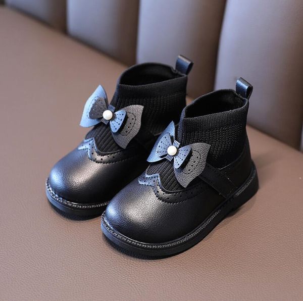 

kids ankle boots toddler girls snow boots winter warm fur soft leather children boots waterproof fashion sneakers princess shoes qyljam, Black
