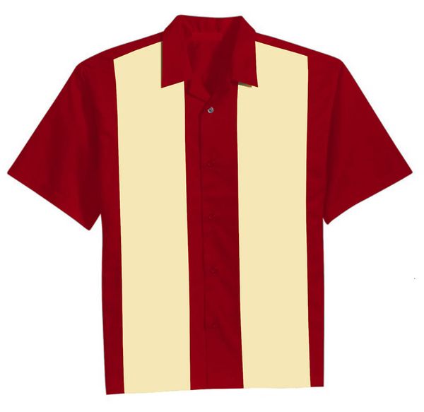 

mens vintage rockabilly rod bowling shirts 50s style party club wear, White;black