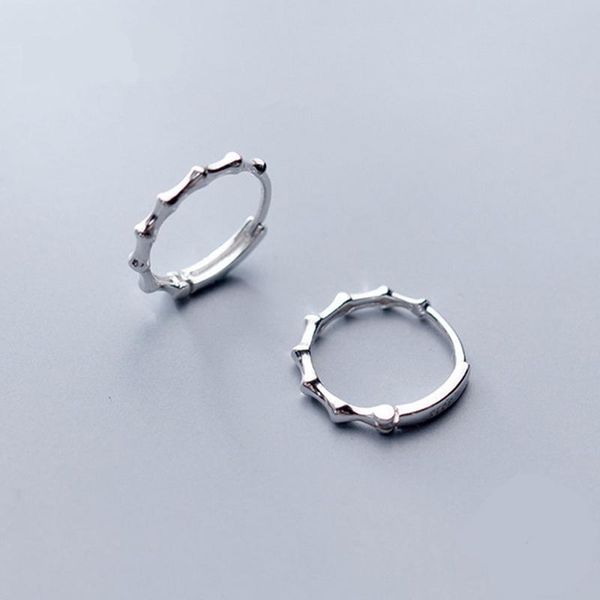 

real 925 sterling silver ethnic bamboo geometric round hoop earrings for charm women party minimalist fashion jewelry, Golden;silver
