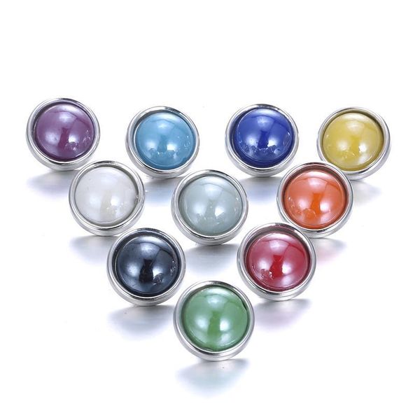 

10pcs/lot wholesale round multicolor mixed stone buttons 12mm snap for leather bracelet &bangle diy bbyizn, Silver