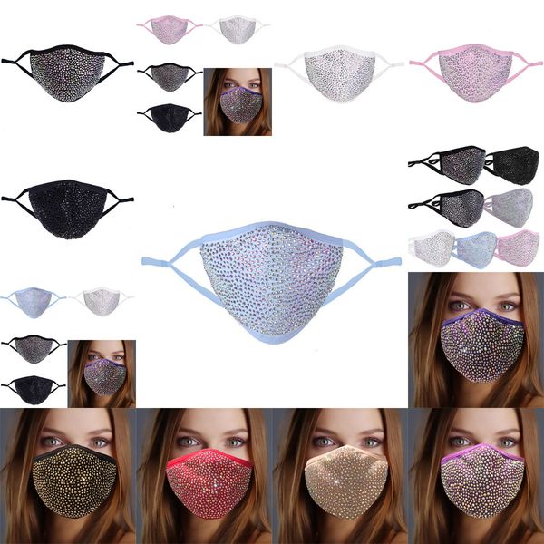 

designer bling diamond protective mouth masks washable reusable women colorful rhinestones face mask 4 n7qjx