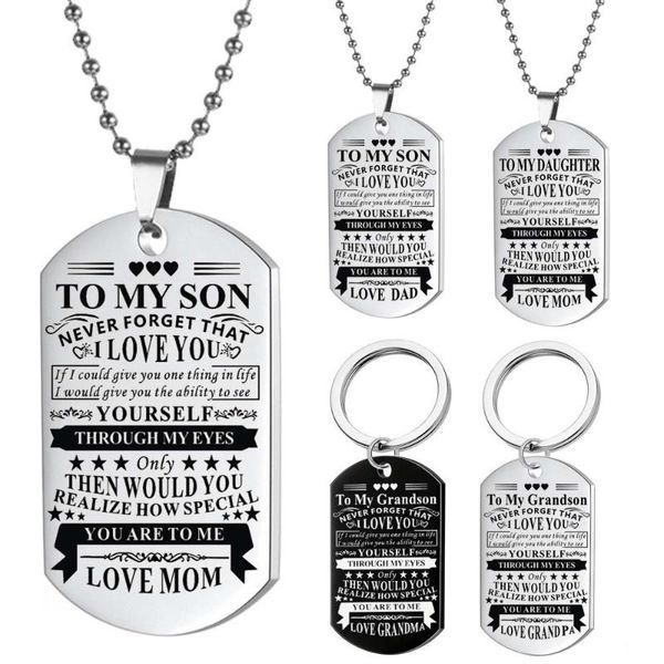 

chains kids necklace stainless steel to my son daughter just do your love mom dad dog tag birthday halloween, Silver