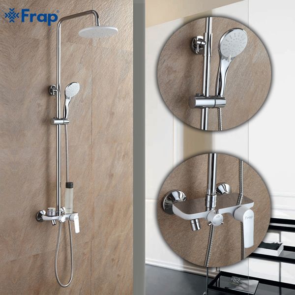 

frap fashion style white shower faucet cold and water mixer single handle adjustable rain shower bar f2431 1011