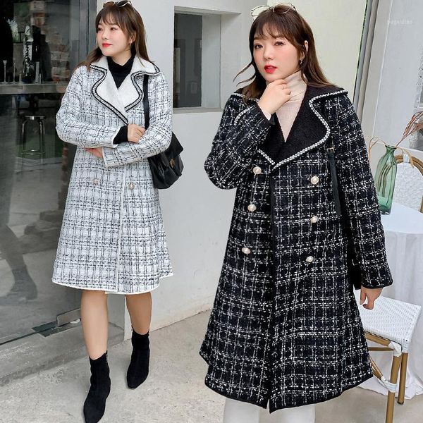 

winter new women's cotton padded cashmere cashmere large size medium length hongkong chic style coat w0751, Black
