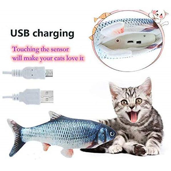 Moving Toys For Realistic Plush Stuffed Pillow Chew Bite Kitten Flop Cat Wagging Fish Toy Catnip LJ201125