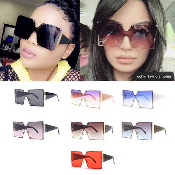 

sunglasses oversized shades for women wholesale square men retro gradient glasses bulk brand zonnebril dames heren uv400, White;black