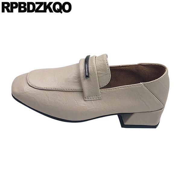 

pumps sandals block mules slipper beige medium heels black fashion casual shoes women slip on square toe thick chunky 2020