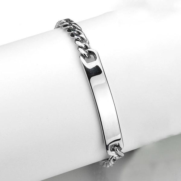 

statement steel nameplate bracelets mens stainless steel fashion charm chain bracelets hand gifts for man simple, Black