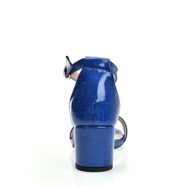 

2021 new pu leather fashion women sandals square high heels new summer leisure shoes ankle strap buckle female pumps size34-42 04ra, Black