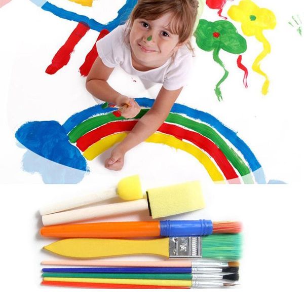 

1set sponge brush plastic handle paint brushes paintbrush roller children kids diy graffiti painting drawi jllibv