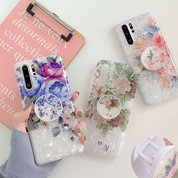 

sewqlovecom dream - huawei p30 p20 lite mate 20 pro mobile phone shell, foldable flexible bracket, retro flower soft back covervtrvgt