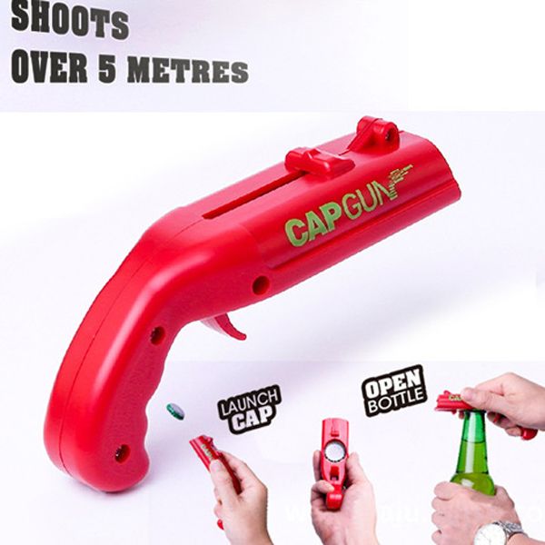 

bottle openner firing cap gun creative flying cap launcher bottle beer opener gun shape bar tool drink opening shooter vt0073