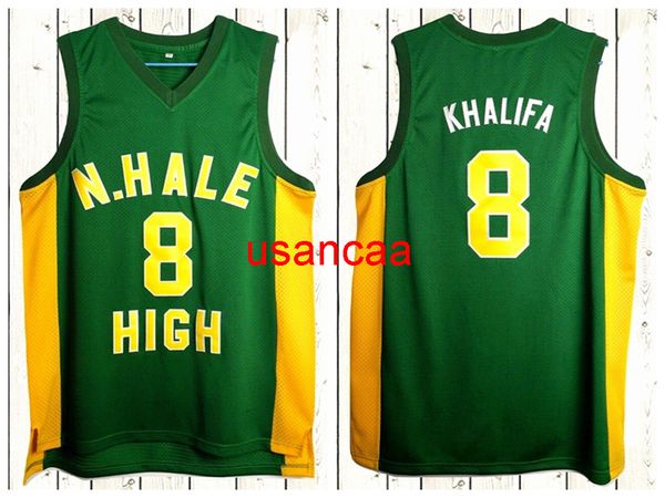 Оптовая мастерская Wiz Khalifa #8 N. Hale Men School's Basketball Jersey сшита зеленым размером XS-6xl Top Caffence