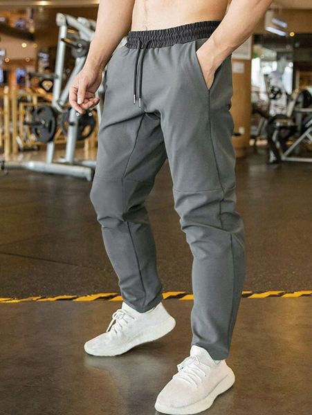 

men slant pocket drawstring waist pants 19ku#, Black
