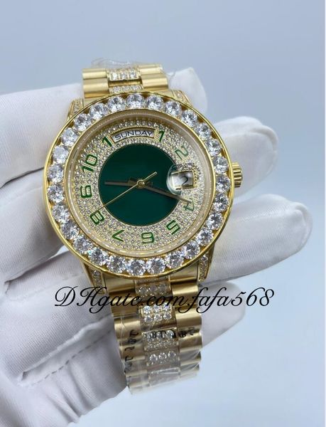 

dh maker women/mens watch 36mm yellow gold 118348 green diamond dial day date president asia 2813 automatic watches r15a, Slivery;golden