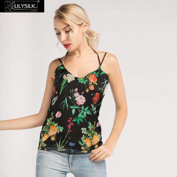 

lilysilk camisole silk short vest tank lining women floral v neck ladies summer clearance sale, White