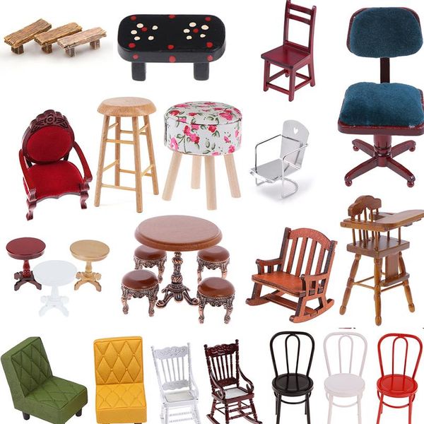 

simulation small sofa stool chair furniture model toys for doll house decoration 1:12 dollhouse miniature acc wmtsys