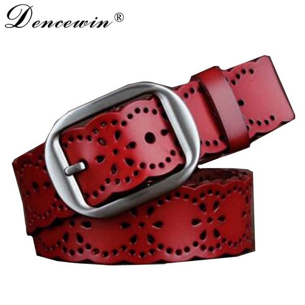 

belts female genuine leather cowhide belt elastic hollow out, Black;brown