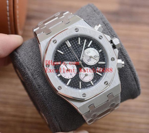 

6 colors mens wristwatches 41 mm 26331 stainless steel vk quartz chronograph working mens watch wristwatches, Slivery;brown