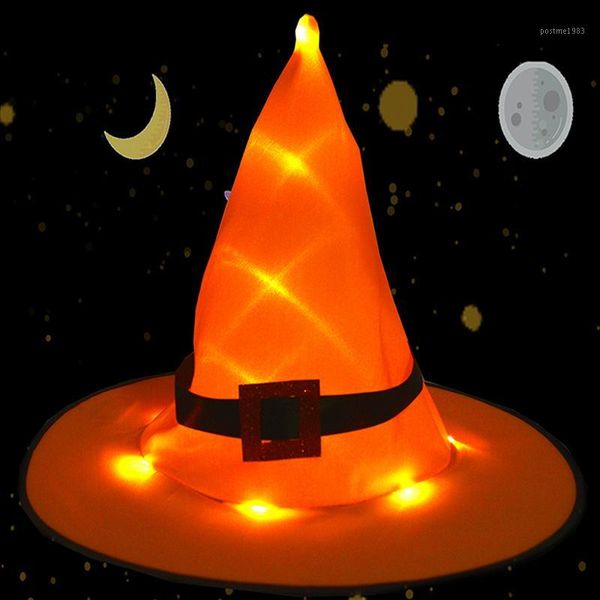 

new hook witch hats halloween luminous witch hat children's party dance dress wizard hat with led light glowing effection1