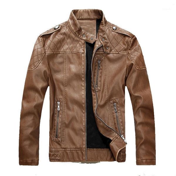

men's leather jackets 2020 new stand collar leather jacket men winter plus cashmere warm windproof clothing size m-2xl1, Black