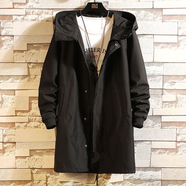 

2021 New Trench Black Jacket Male Windbreakers X-long Fashion Spring Jackets GSJS